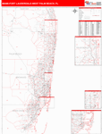 Oxnard-Thousand Oaks-Ventura Metro Area Wall Map Red Line Style